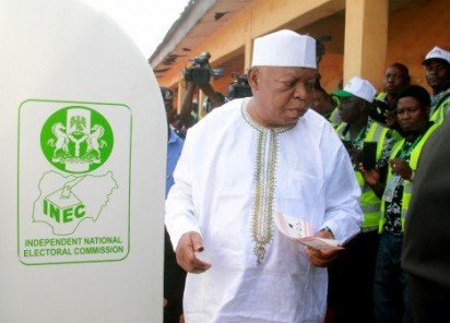 Late Abubakar Audu after voting on Saturday, November 21, 2015